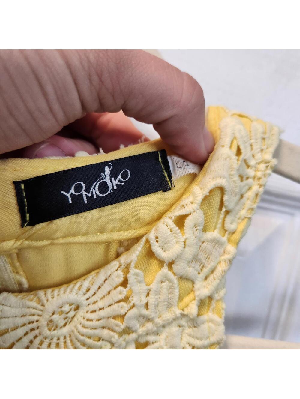 Yomiko Women's Yellow Lace Bodycon Dress- Size Small - Picture 2 of 7